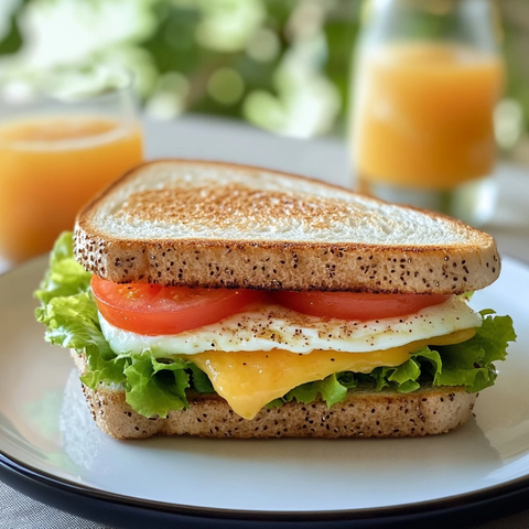 鸡蛋三明治配甜瓜汁