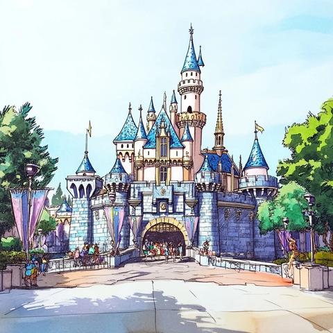 童话风格城堡建筑全景