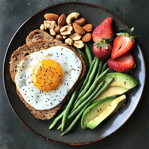 煎蛋面包牛油果坚果拌菜