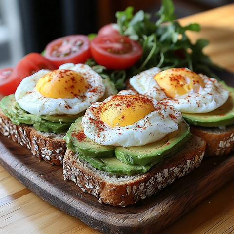 牛油果水煮蛋全麦面包拼盘