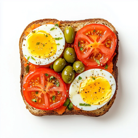 煎番茄吐司配绿橄榄鸡蛋