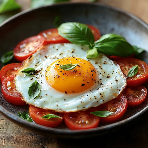 香煎太阳蛋配番茄罗勒
