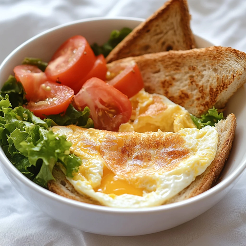 芝士鸡蛋吐司配番茄生菜