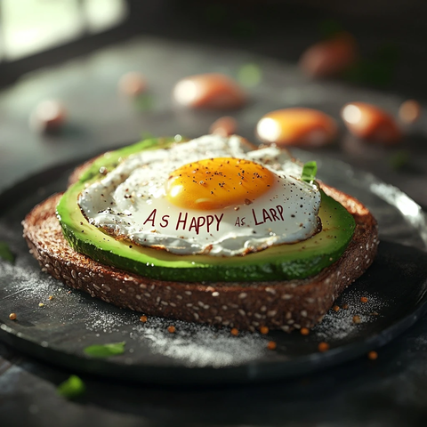 牛油果吐司配煎蛋与祝福语