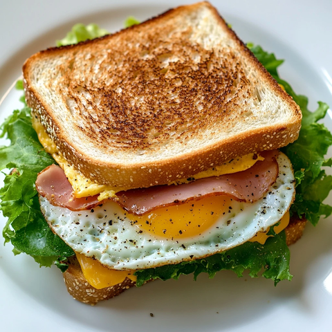 鸡蛋火腿芝士三明治