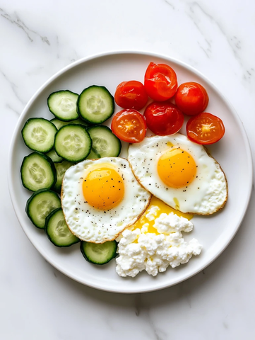 煎蛋番茄黄瓜奶酪拼盘