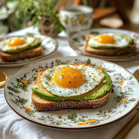 鳄梨鸡蛋吐司餐桌摆盘