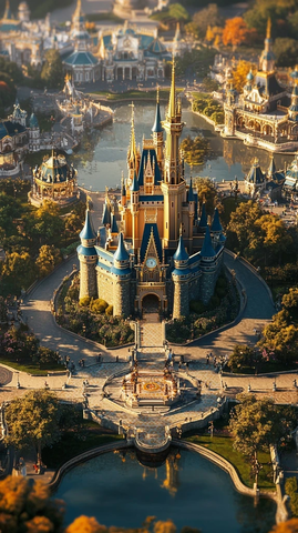 迪士尼城堡全景俯瞰