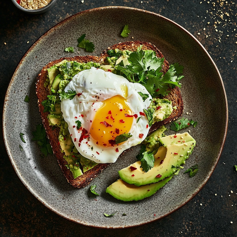 牛油果吐司配水煮蛋和香料