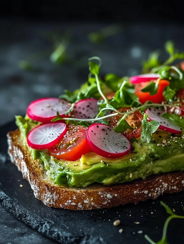 鳄梨吐司配红萝卜微绿