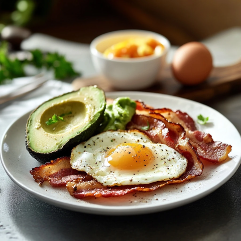 鸡蛋培根牛油果早餐