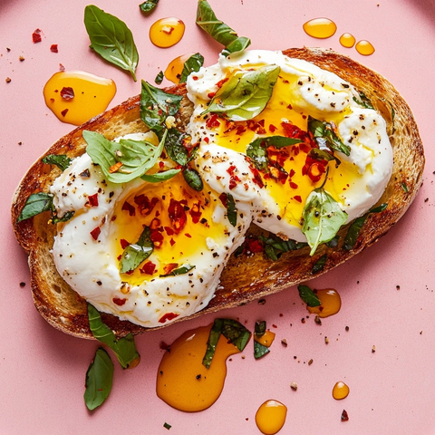 酸面包配布拉塔奶酪辣椒油