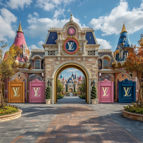 带有LV标志的童话风格城堡大门
