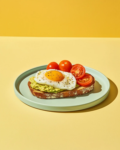牛油果吐司配温泉蛋番茄