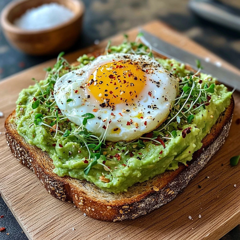多谷物吐司配牛油果和溏心蛋