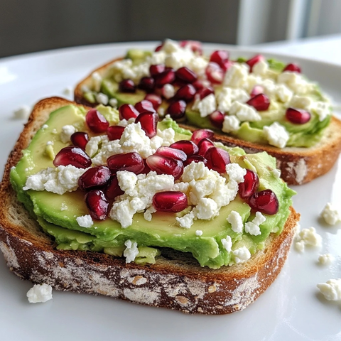 牛油果吐司配蜂蜜石榴