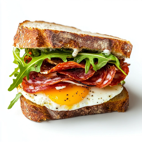 鸡蛋三明治配意大利醋沙拉