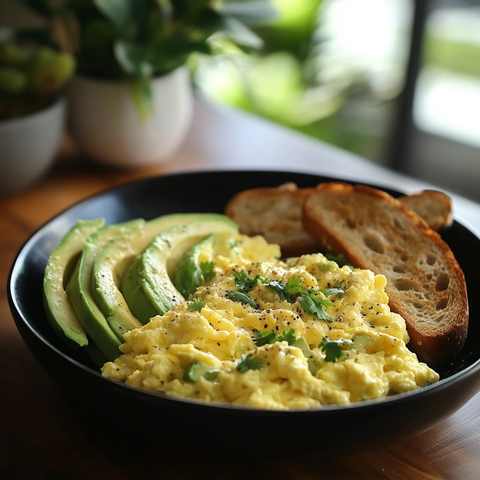 牛油果炒蛋配酸种面包