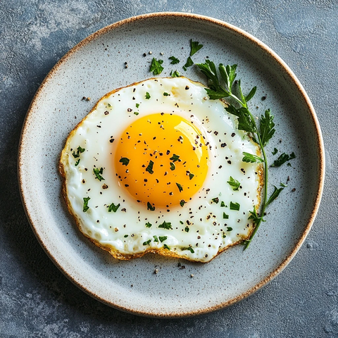 单面煎蛋与溏心蛋顶视图