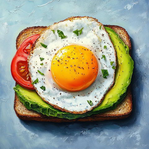 吐司牛油果煎蛋番茄