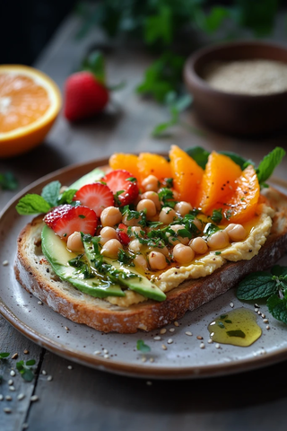 厚片酸面包配牛油果橙片