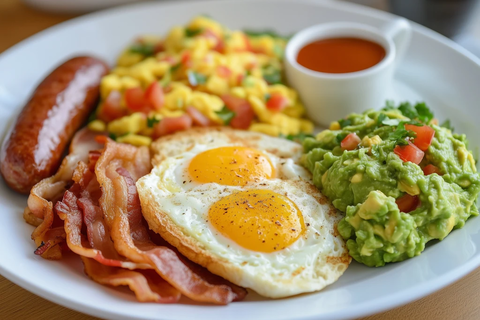 早餐鸡蛋面包培根香肠