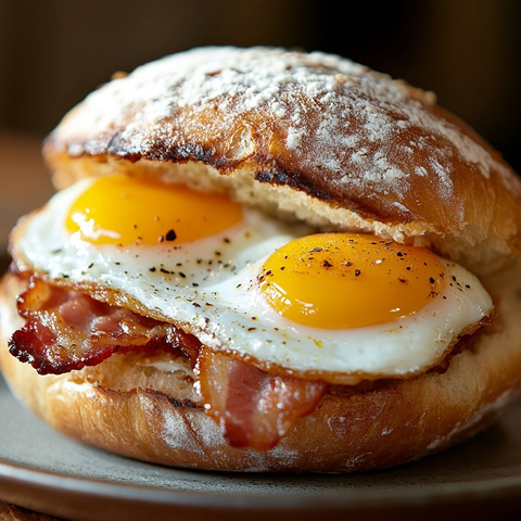 早餐卷配煎蛋培根