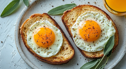 鸡蛋吐司与橙汁早餐