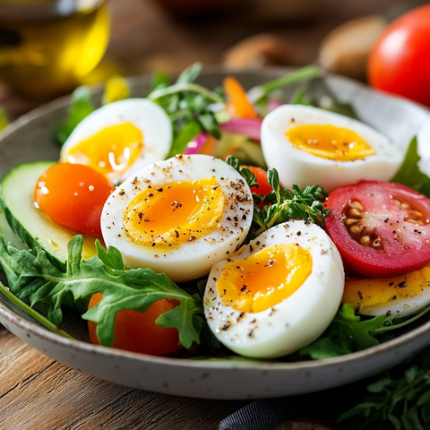 蔬菜沙拉配煮蛋绿叶装饰
