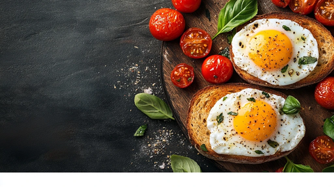 烤番茄荷包蛋吐司木板