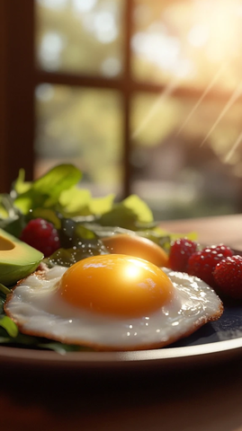 美味鸡蛋与新鲜蔬果拼盘