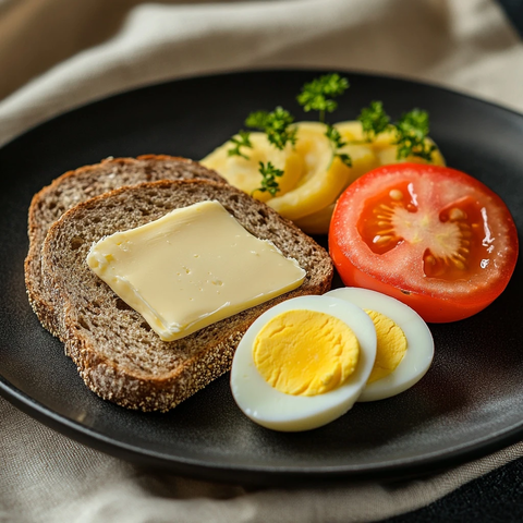 黄油面包配鸡蛋番茄