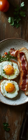 早餐桌上的鸡蛋和培根