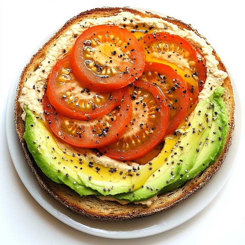 圆形吐司配牛油果番茄酱