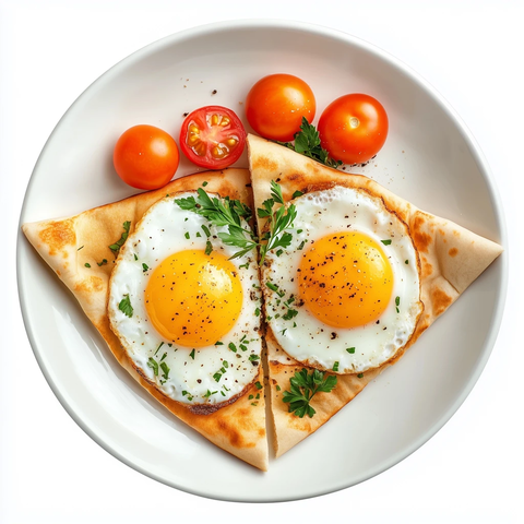 三角饼搭配煎蛋蔬菜