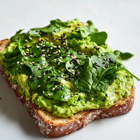 牛油果吐司配香草酱和黑芝麻