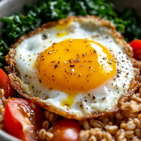 煎蛋番茄羽衣甘蓝早餐碗