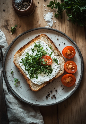 新鲜野菜奶酪面包拼盘