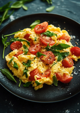 番茄炒蛋黑色盘子