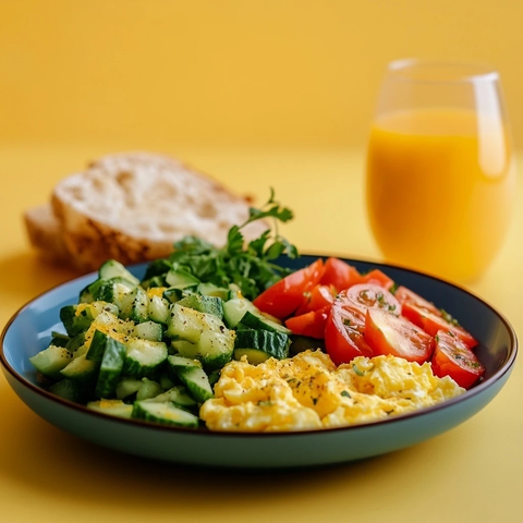 早餐鸡蛋沙拉橙汁