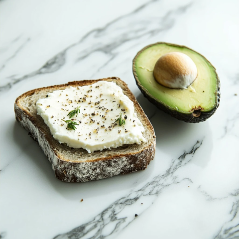 黑面包奶酪配牛油果