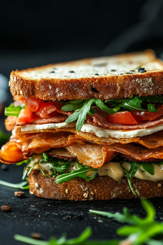 低角度拍摄的三明治特写