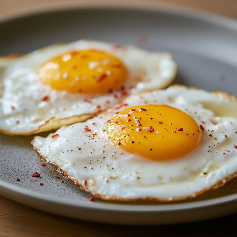 煎蛋与红盐陶瓷盘