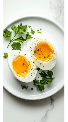 水煮蛋切半配香芹