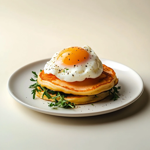 三文鱼煎饼配水煮蛋