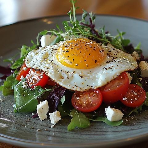 阳光蛋盖希腊沙拉