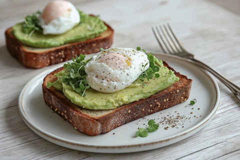 烤面包片配牛油果和温泉蛋