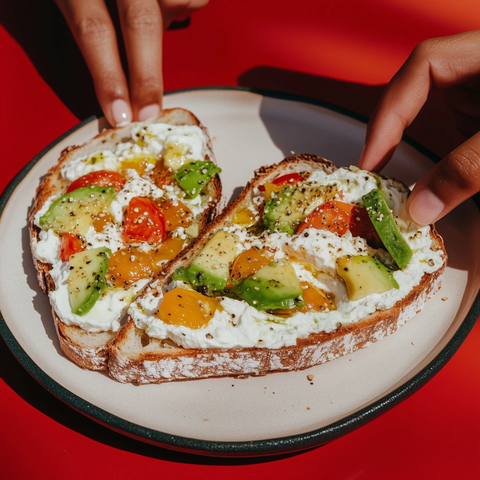 奶油奶酪吐司与人手互动