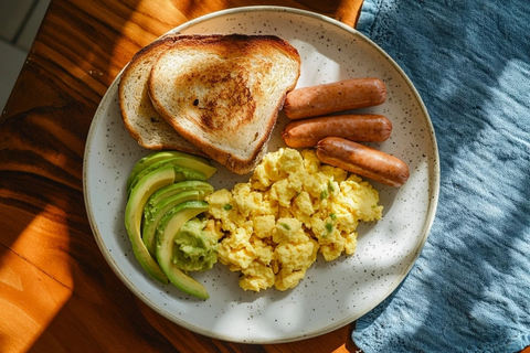 吐司鸡蛋牛油果鸡肉肠