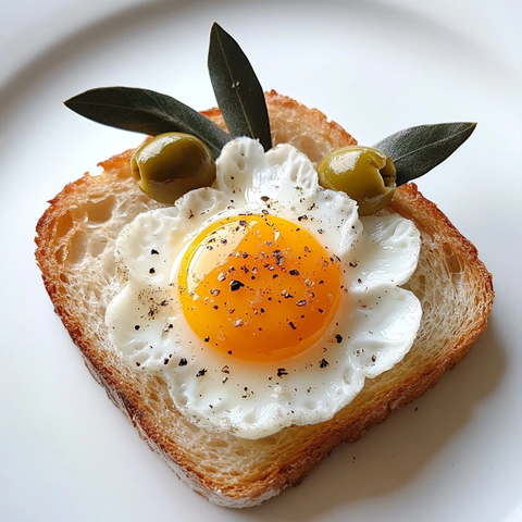 花形蛋清煎蛋配脆面包